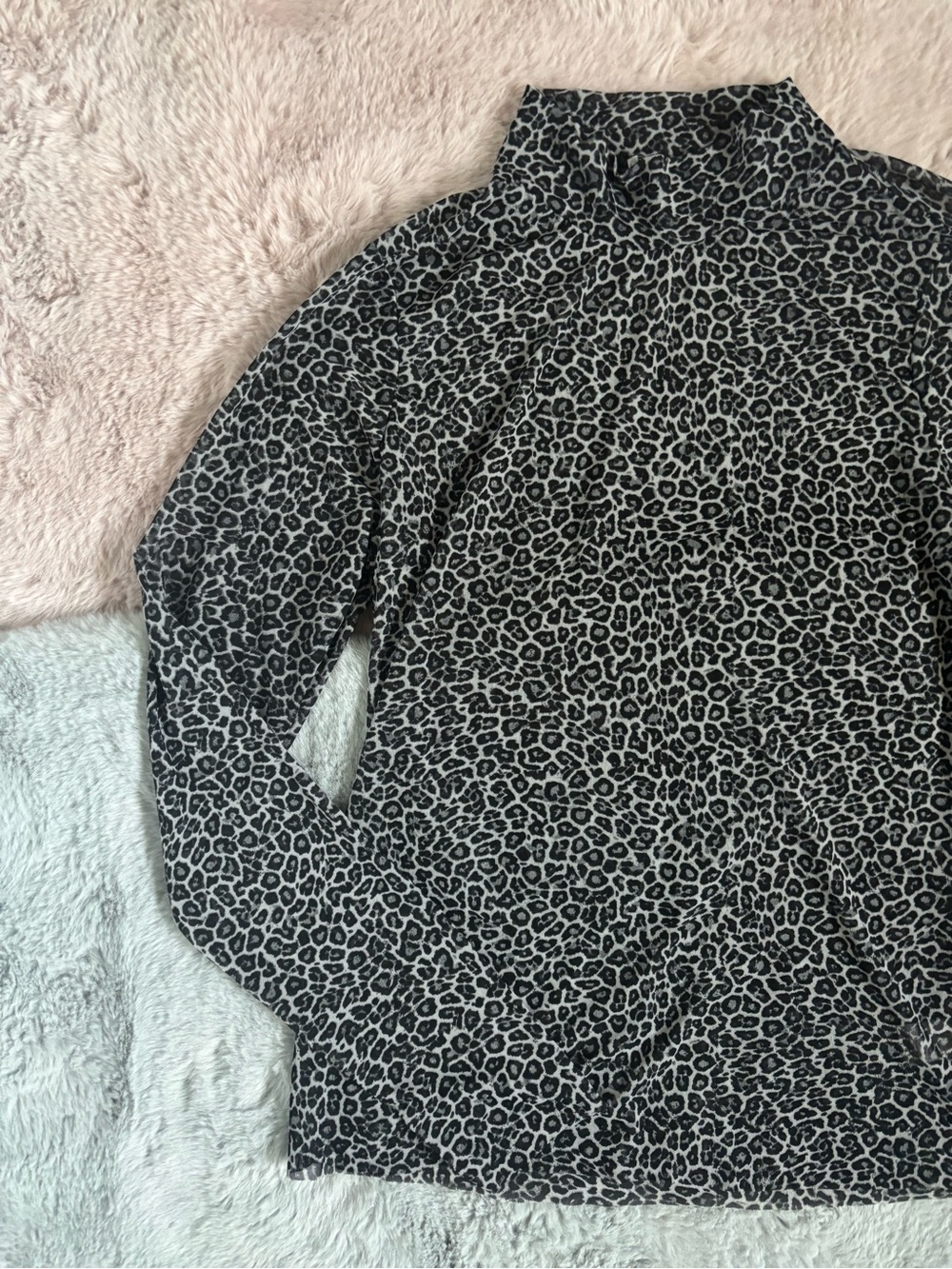 Afrm gray leopard sheer long sleeve top